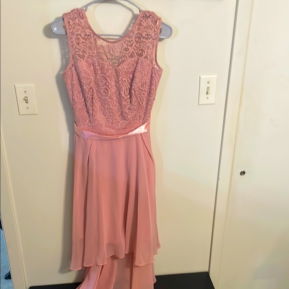 Elegant Pink Lace Sleeveless Dress